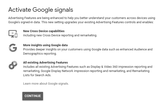 Activating Google Signals - Analytics 4